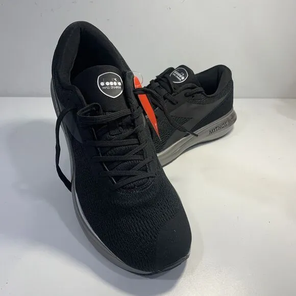 Diadora Mythos MDS Men's Black White Logo Lace Up Running Shoes Sneakers Size 10