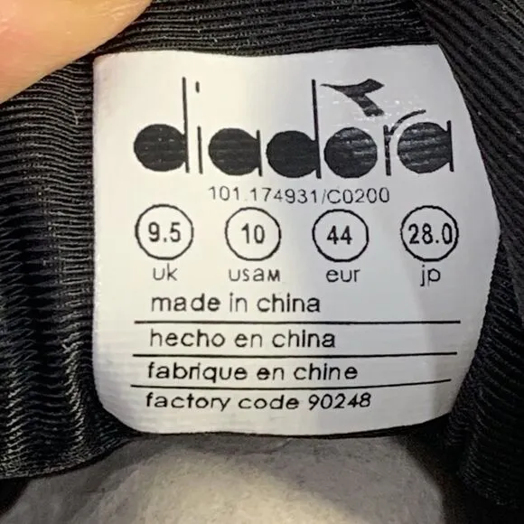 Diadora Mythos MDS Men's Black White Logo Lace Up Running Shoes Sneakers Size 10