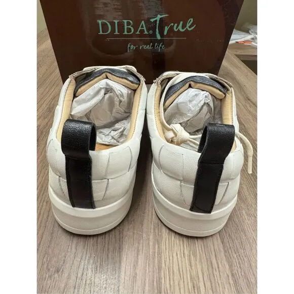 Diba True NIB Yuli Ana Mixed Media Sneakers in Black/White Leather Size 8