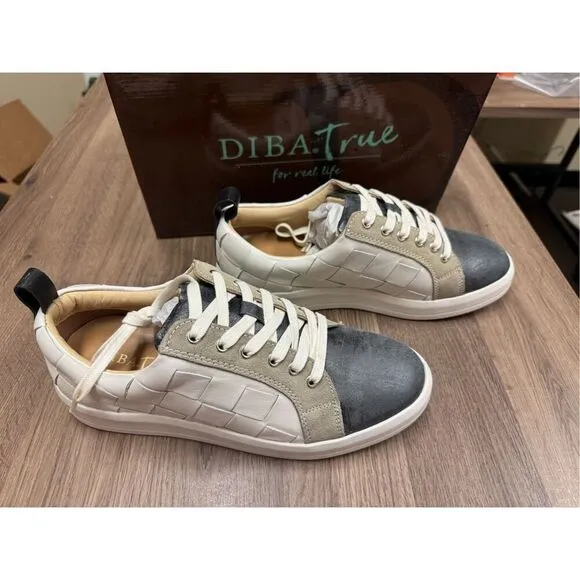 Diba True NIB Yuli Ana Mixed Media Sneakers in Black/White Leather Size 8