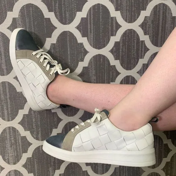 Diba True NIB Yuli Ana Mixed Media Sneakers in Black/White Leather Size 8