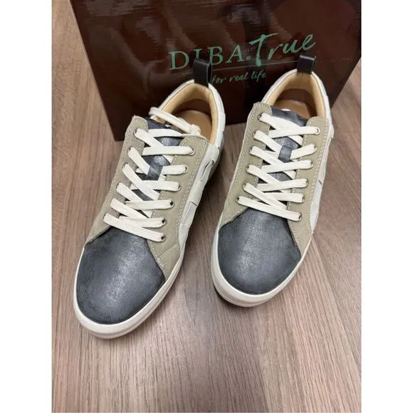 Diba True NIB Yuli Ana Mixed Media Sneakers in Black/White Leather Size 8