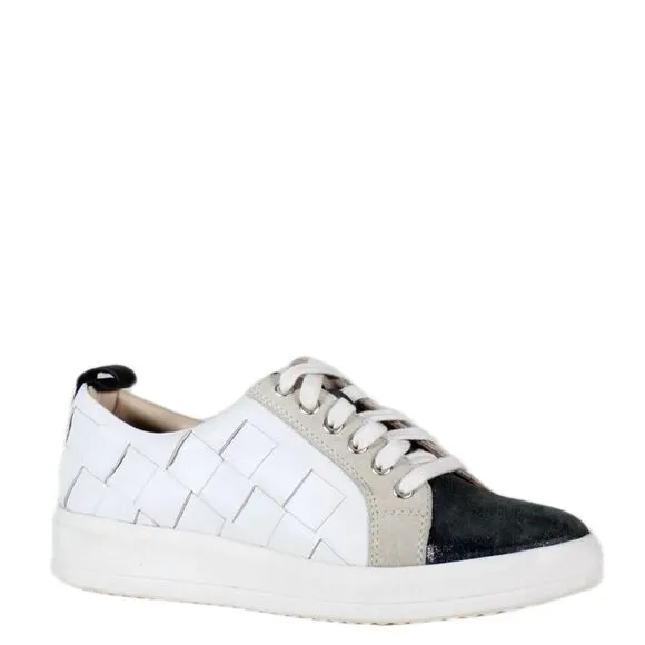 Diba True NIB Yuli Ana Mixed Media Sneakers in Black/White Leather Size 8