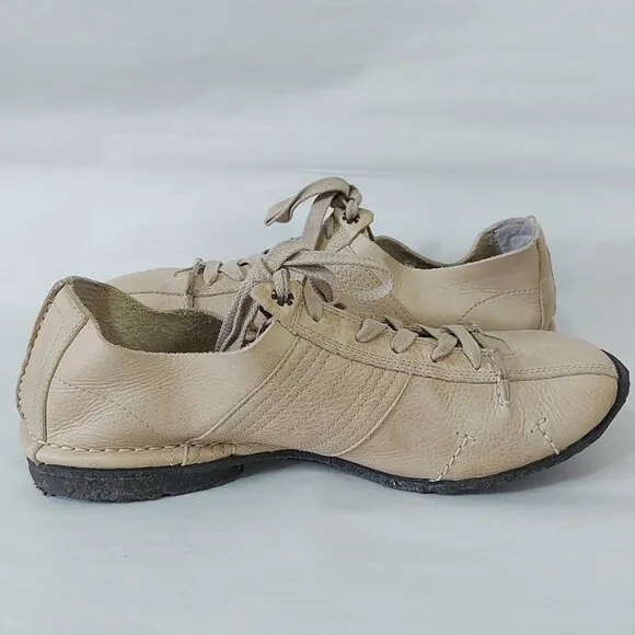 Diesel Men Lace-up Sneakers Size 10.5 Beige Leather Tennis Casual Comfy Gum Sole