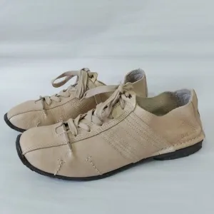 Diesel Men Lace-up Sneakers Size 10.5 Beige Leather Tennis Casual Comfy Gum Sole