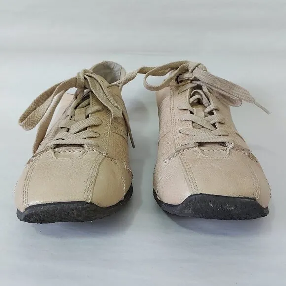 Diesel Men Lace-up Sneakers Size 10.5 Beige Leather Tennis Casual Comfy Gum Sole