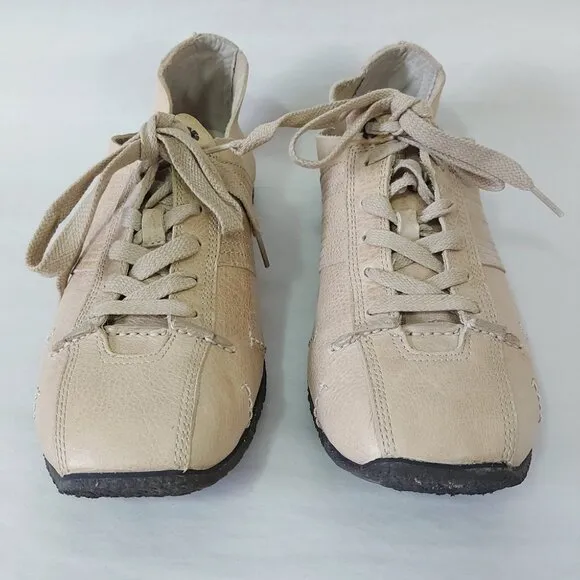 Diesel Men Lace-up Sneakers Size 10.5 Beige Leather Tennis Casual Comfy Gum Sole