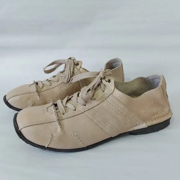 Diesel Men Lace-up Sneakers Size 10.5 Beige Leather Tennis Casual Comfy Gum Sole
