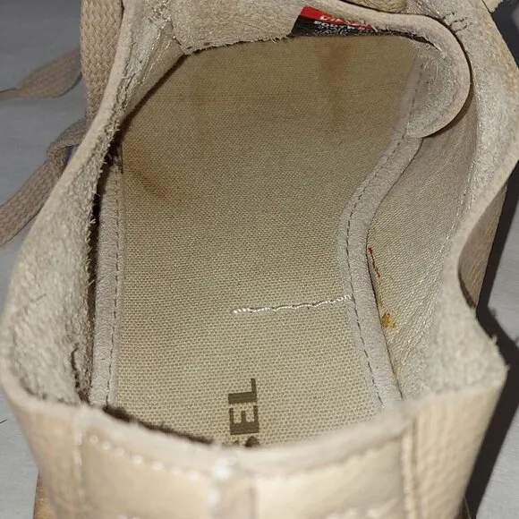 Diesel Men Lace-up Sneakers Size 10.5 Beige Leather Tennis Casual Comfy Gum Sole