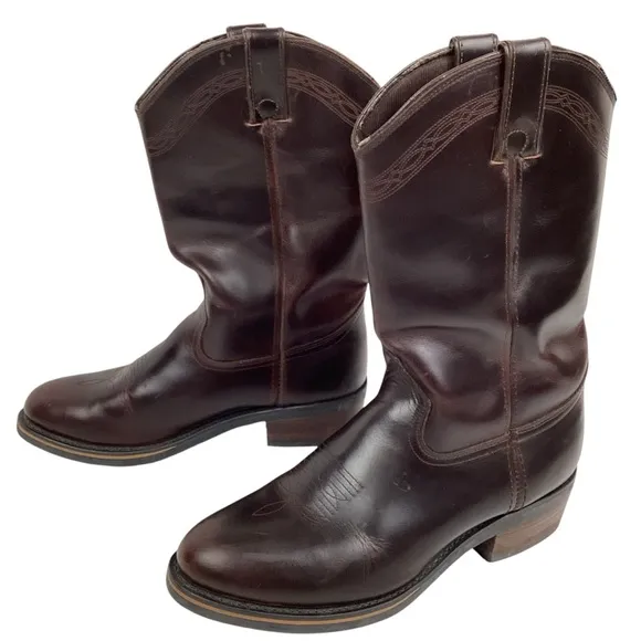 Dingo Asphalt Western Cowboy Oiled Leather Work Boots Brown