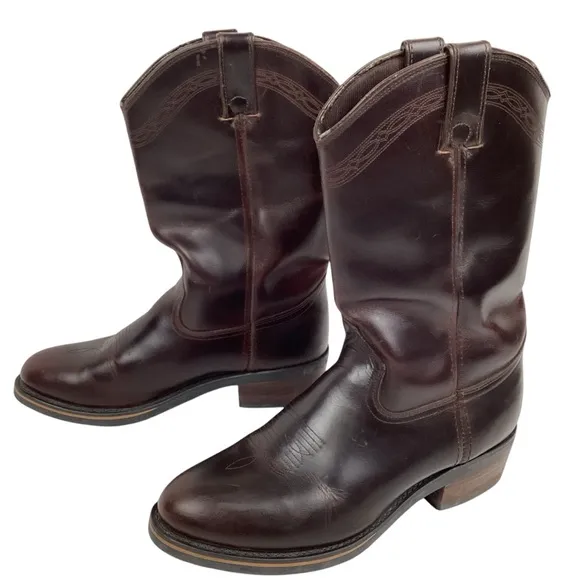 Dingo Asphalt Western Cowboy Oiled Leather Work Boots Brown