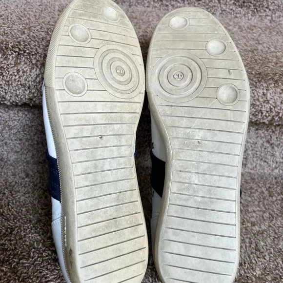Dior Homme Men's White and Navy Strip Leather Sneakers