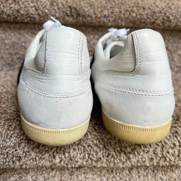 Dior Homme Men's White and Navy Strip Leather Sneakers
