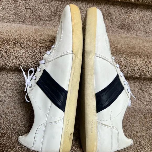 Dior Homme Men's White and Navy Strip Leather Sneakers
