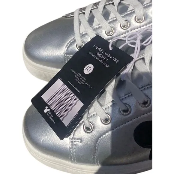 Disney Mickey Mouse Metallic Silver Character Sneakers Shoes Women's Size 10 NEW