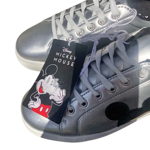 Disney Mickey Mouse Metallic Silver Character Sneakers Shoes Women's Size 10 NEW