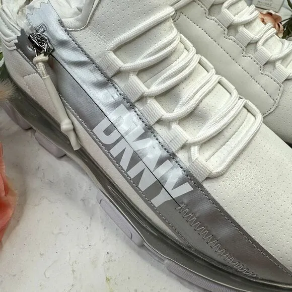 DKNY Tokyo Lace-Up Zip Sneakers White Size‎ 9.5