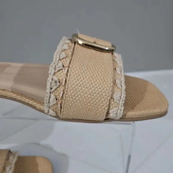 Dolce Vita Grecia Sandal Slide Flat Slip On Light Natural Raffia Size 10