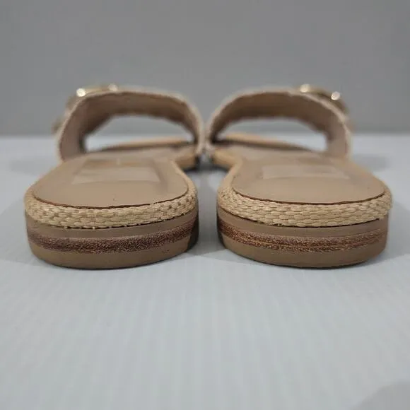Dolce Vita Grecia Sandal Slide Flat Slip On Light Natural Raffia Size 10