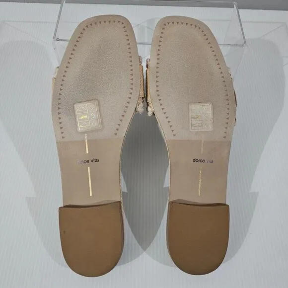 Dolce Vita Grecia Sandal Slide Flat Slip On Light Natural Raffia Size 10