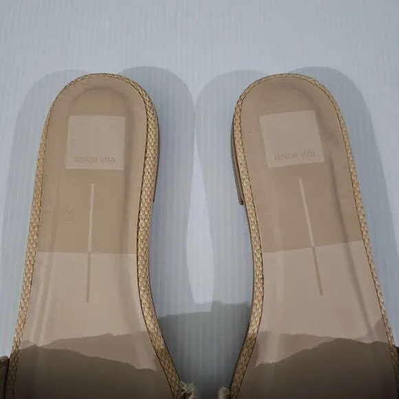 Dolce Vita Grecia Sandal Slide Flat Slip On Light Natural Raffia Size 10