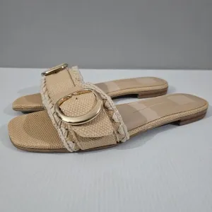 Dolce Vita Grecia Sandal Slide Flat Slip On Light Natural Raffia Size 10