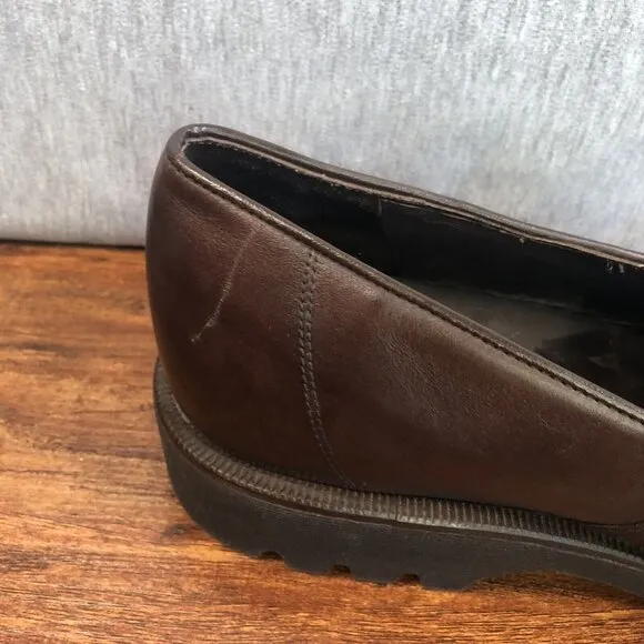 Donald J Pliner Loafers Brown Leather Shoes Slip On Mens SZ 12 M Italy Lug Sole