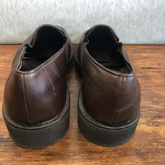 Donald J Pliner Loafers Brown Leather Shoes Slip On Mens SZ 12 M Italy Lug Sole