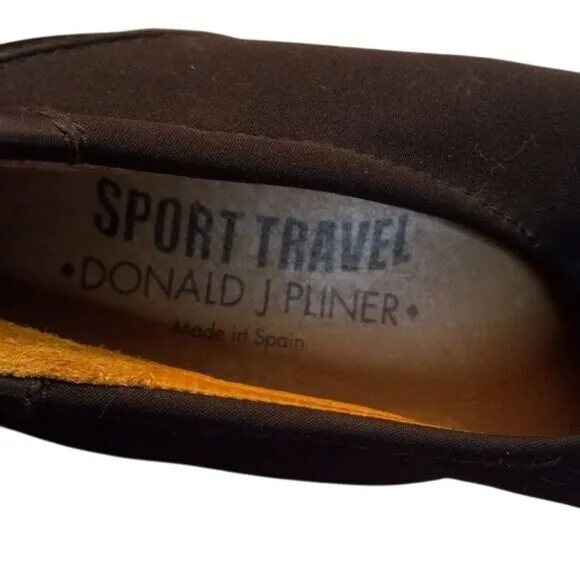 Donald J Pliner Size 7.5 Black Square Toe Slip On Shoes Sport Travel Air Touch