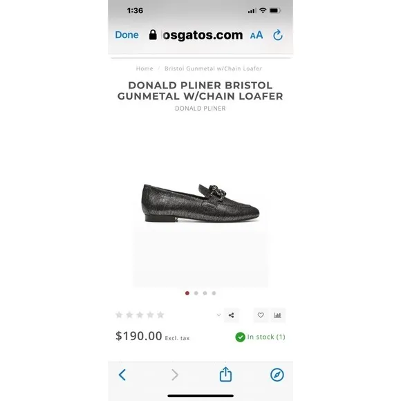 Donald Pliner Nolin Shoes Bethany Chain Loafer Flats Gunmetal Leather Size 5.5