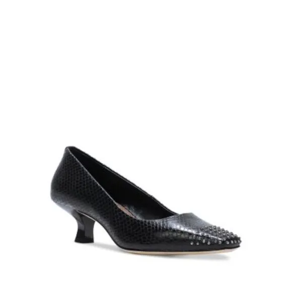 DONALD PLINER Womens Black Snake Cristine Slip On Leather Pumps Shoes 6