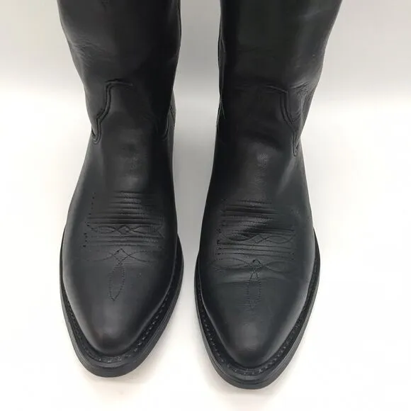 Double-H Men's 9.5D HH DH 3230 Western Cowboy Boots Black Leather Biker Boots