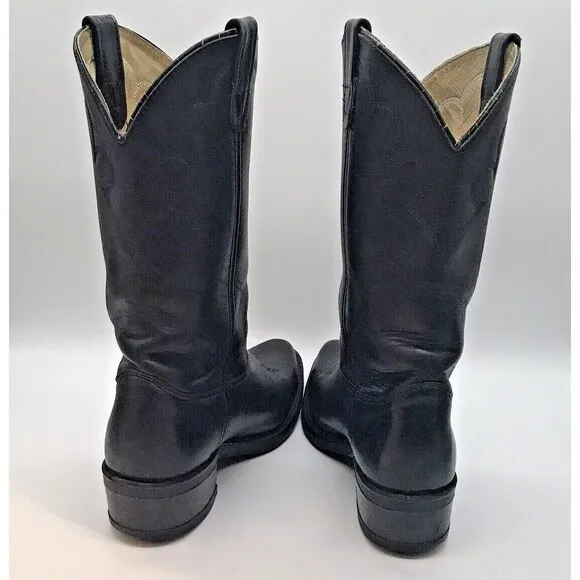 Double-H Men's 9.5D HH DH 3230 Western Cowboy Boots Black Leather Biker Boots