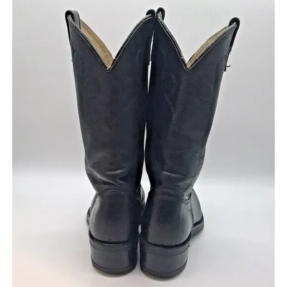 Double-H Men's 9.5D HH DH 3230 Western Cowboy Boots Black Leather Biker Boots