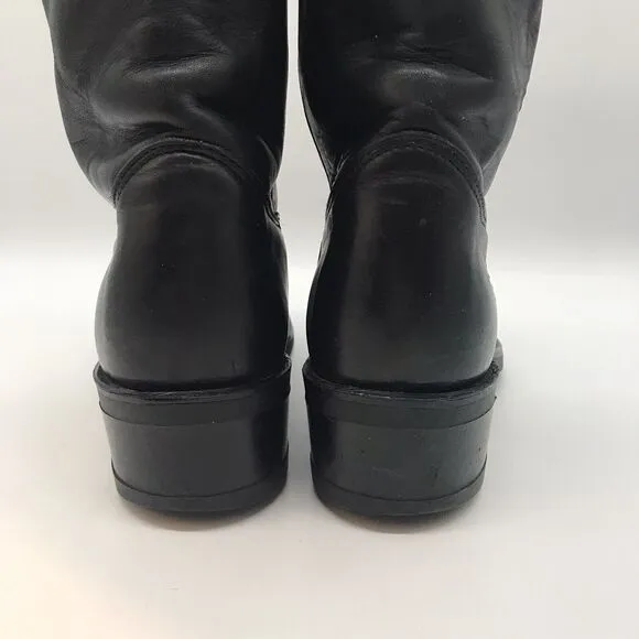 Double-H Men's 9.5D HH DH 3230 Western Cowboy Boots Black Leather Biker Boots