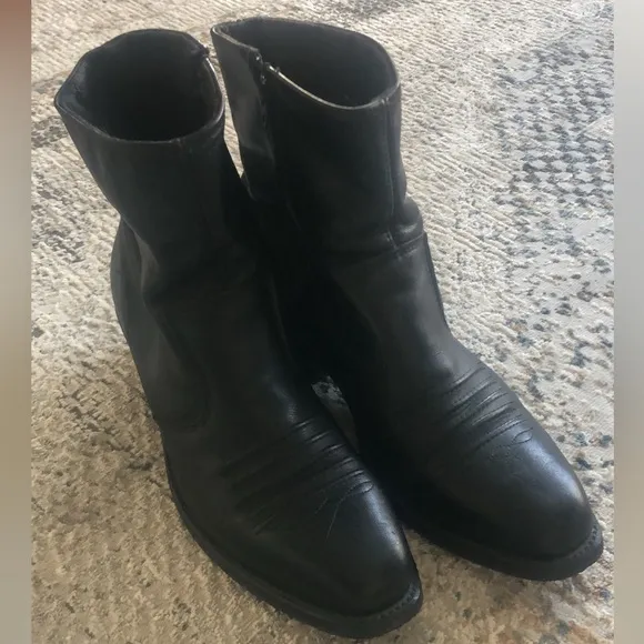 Double H Men's Black Genuine Leather Cowboy Western Boots 120 Plus 8.5 D
