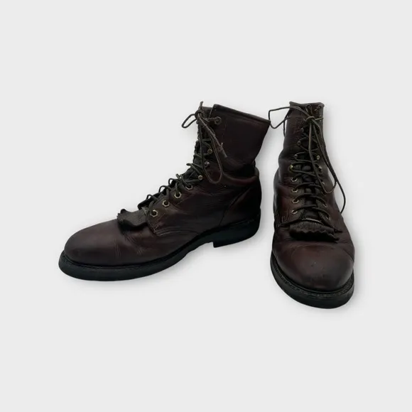 Double H Mens Packer Boot Size 13EE High Lacer Western Kiltie Brown Leather 9714