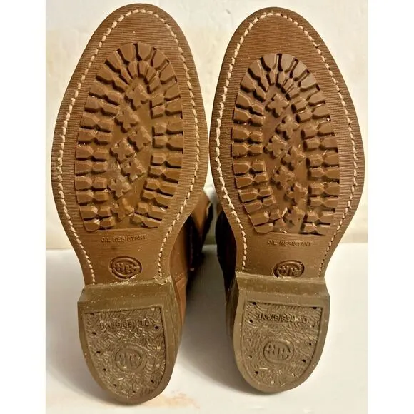 Double HH Boots womens 6 Western Cowboy Ranch  Oil Resistant USA Brown Steel Toe