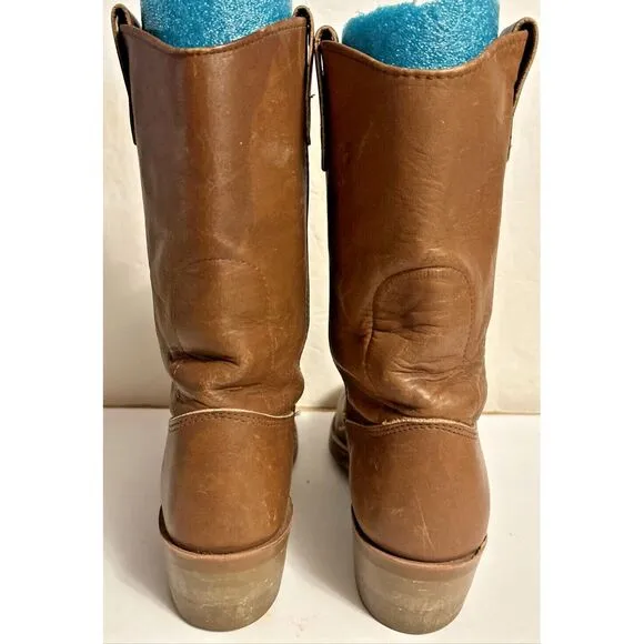 Double HH Boots womens 6 Western Cowboy Ranch  Oil Resistant USA Brown Steel Toe