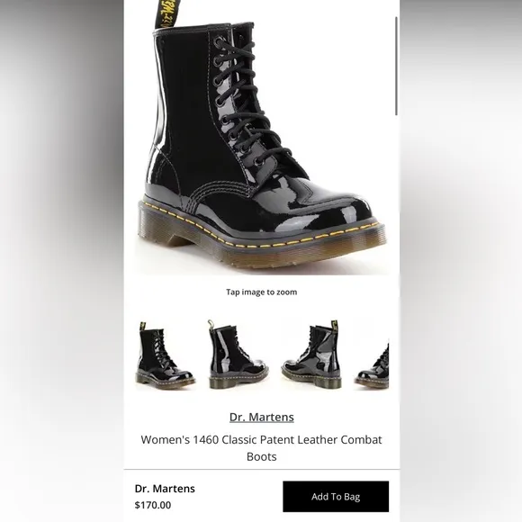 DR. MARTENS 1460 Black Patent Leather Combat Boots Women’s Size 10