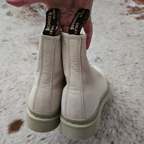 Dr. Martens 1460 Mono Milled Men's Nubuck Leather Lace Up Boot Beige Size 14 NEW