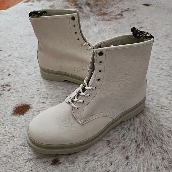 Dr. Martens 1460 Mono Milled Men's Nubuck Leather Lace Up Boot Beige Size 14 NEW