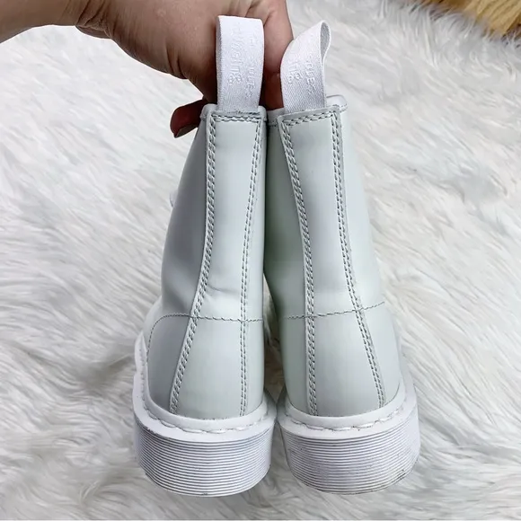 Dr. Martens 1460 Mono Smooth Leather Lace Up Boots Solid White Size 7 Womens
