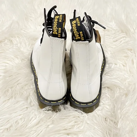 Dr. Martens 1460 Smooth Leather Lace-Up Boots in White