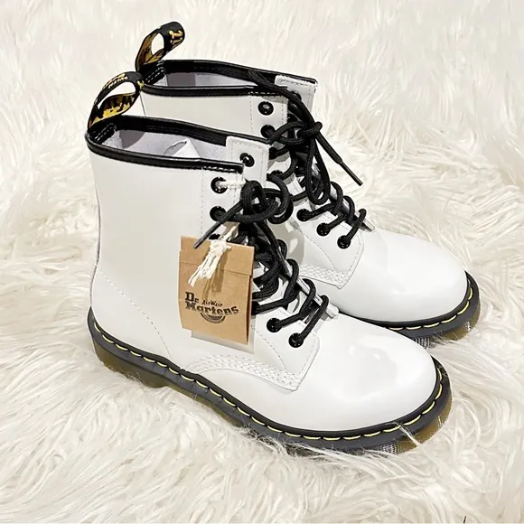Dr. Martens 1460 Smooth Leather Lace-Up Boots in White