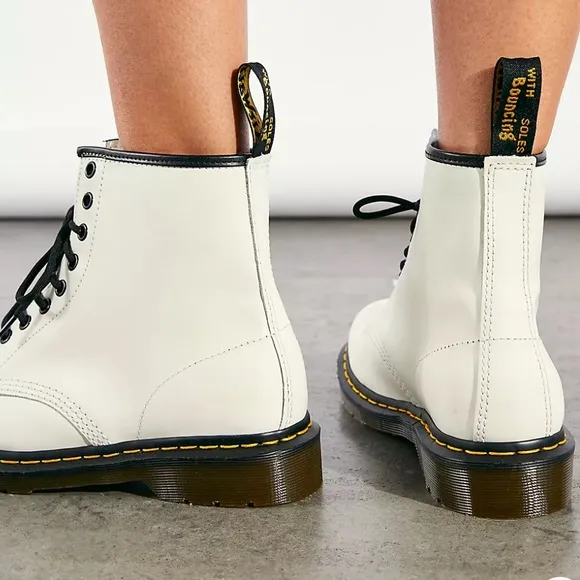 Dr. Martens 1460 Smooth Leather Lace-Up Boots in White