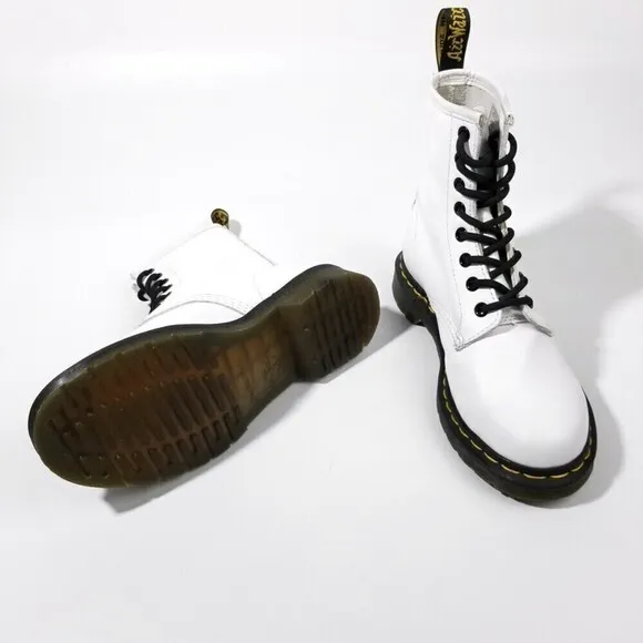 Dr. Martens 1460 Smooth Leather Platform High Top Boots 6 White 90s Grunge Y2k