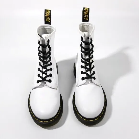 Dr. Martens 1460 Smooth Leather Platform High Top Boots 6 White 90s Grunge Y2k