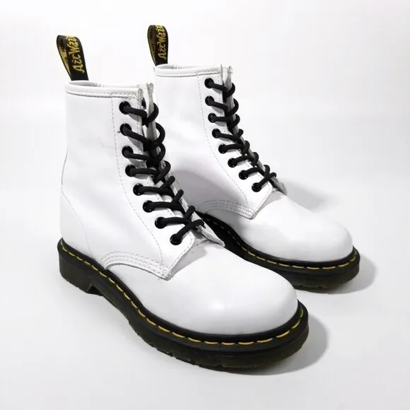 Dr. Martens 1460 Smooth Leather Platform High Top Boots 6 White 90s Grunge Y2k