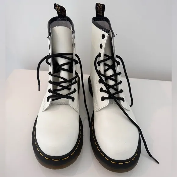 Dr. Martens 1460 White Leather Combat Boots, Women’s Size 8 (US)